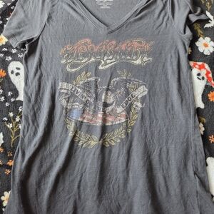 Aerosmith Women's Gray Graphic Tee - Short Sleeve